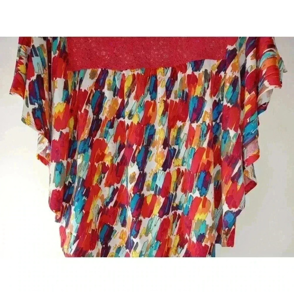 Notations Women's Rainbow Blouse Top  Size L Flowy BATWING Shirt Layered - Picture 7 of 11